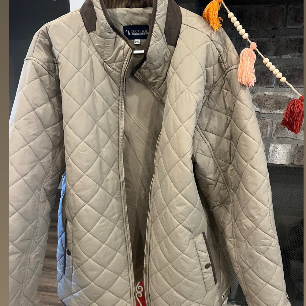 Local Boy Men's Quilted Puffer Jacket in cream